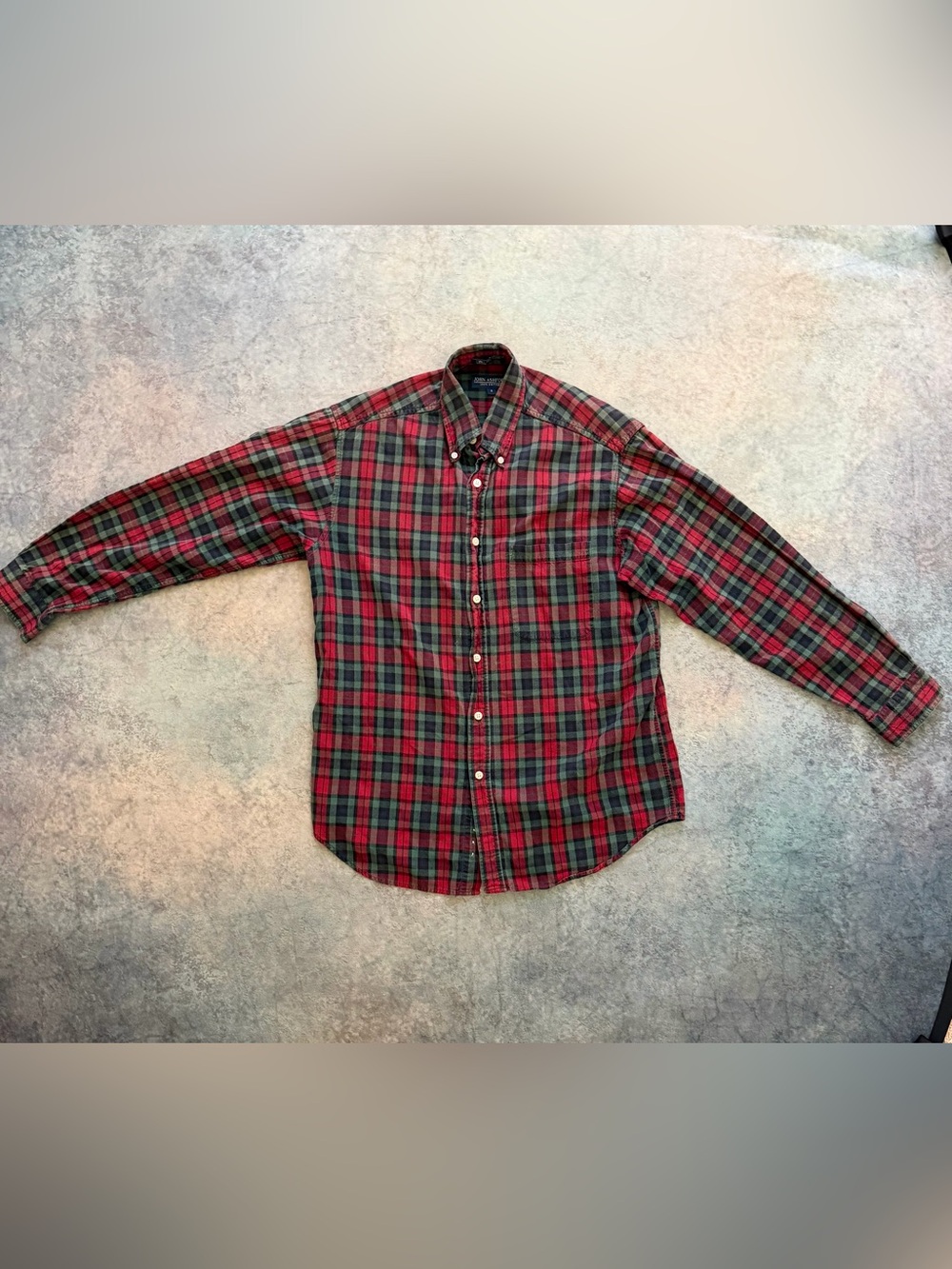 Men's John Ashford Red & Green Plaid 100% Cotton Button-Down Shirt